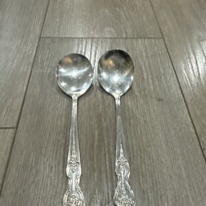 International INSPIRATION MAGNOLIA 1951 Set of 2 Gumbo Soup Spoons Silverplate